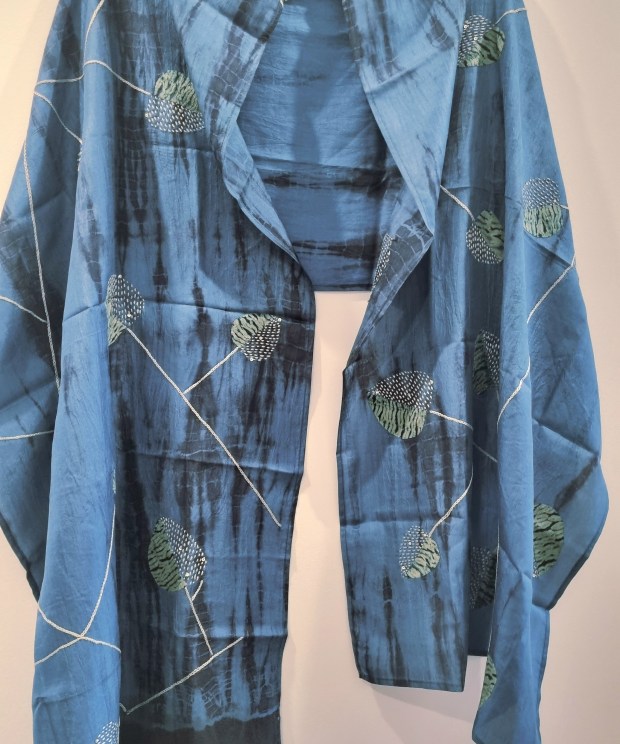 Aoba in Kantha Shibori Applique Mulberry Silk Stole